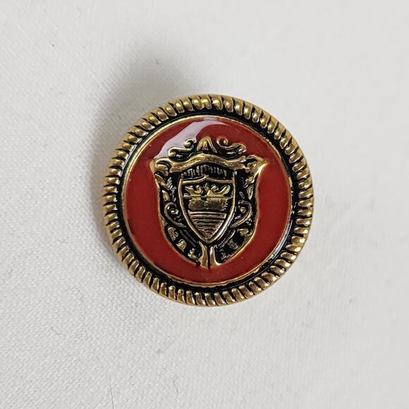 Vintage Pendleton Coat of Arms Buttons 39 Shank Military Style Red Gold Enamel - Picture 2 of 7